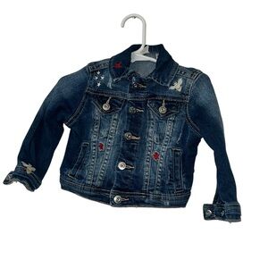 AG Adriano Goldschmied Girls the Ella Jean denim Jacket embroidered sz 24M bee